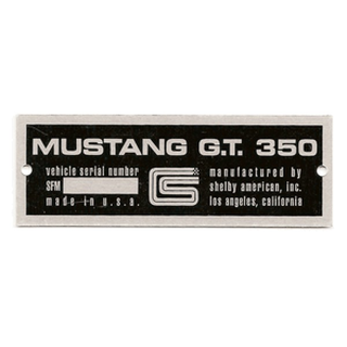 65-66 Shelby "Mustang GT350" PLATE