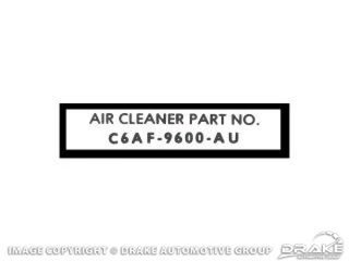 66 Air Cleaner Decal PART NUMBER
