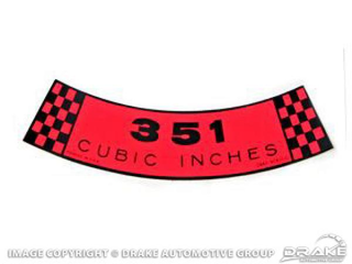 69 Air Cleaner Decal 351-2V