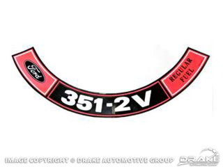 70-71 Air Cleaner Decal 351-2V