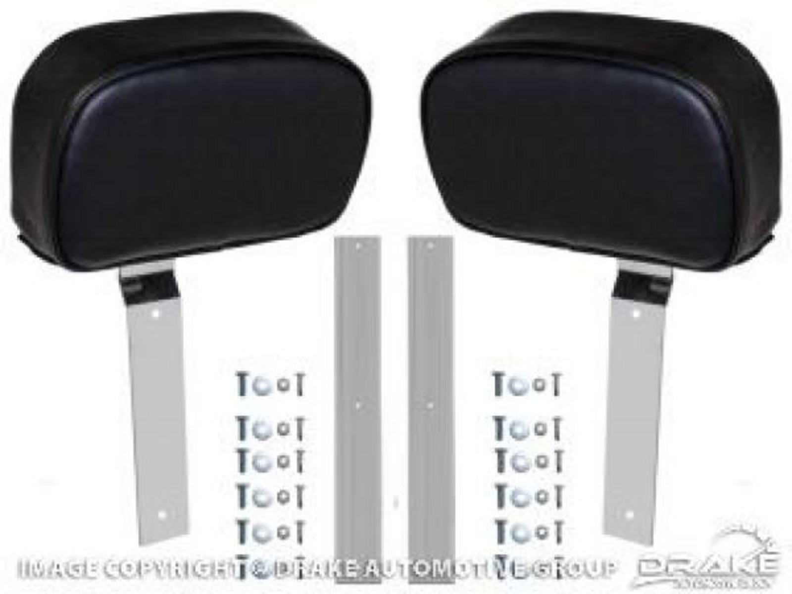 64-67 Standard Headrests, (Black Pair)