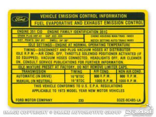 71 351-4V Manual Transmission Emiss