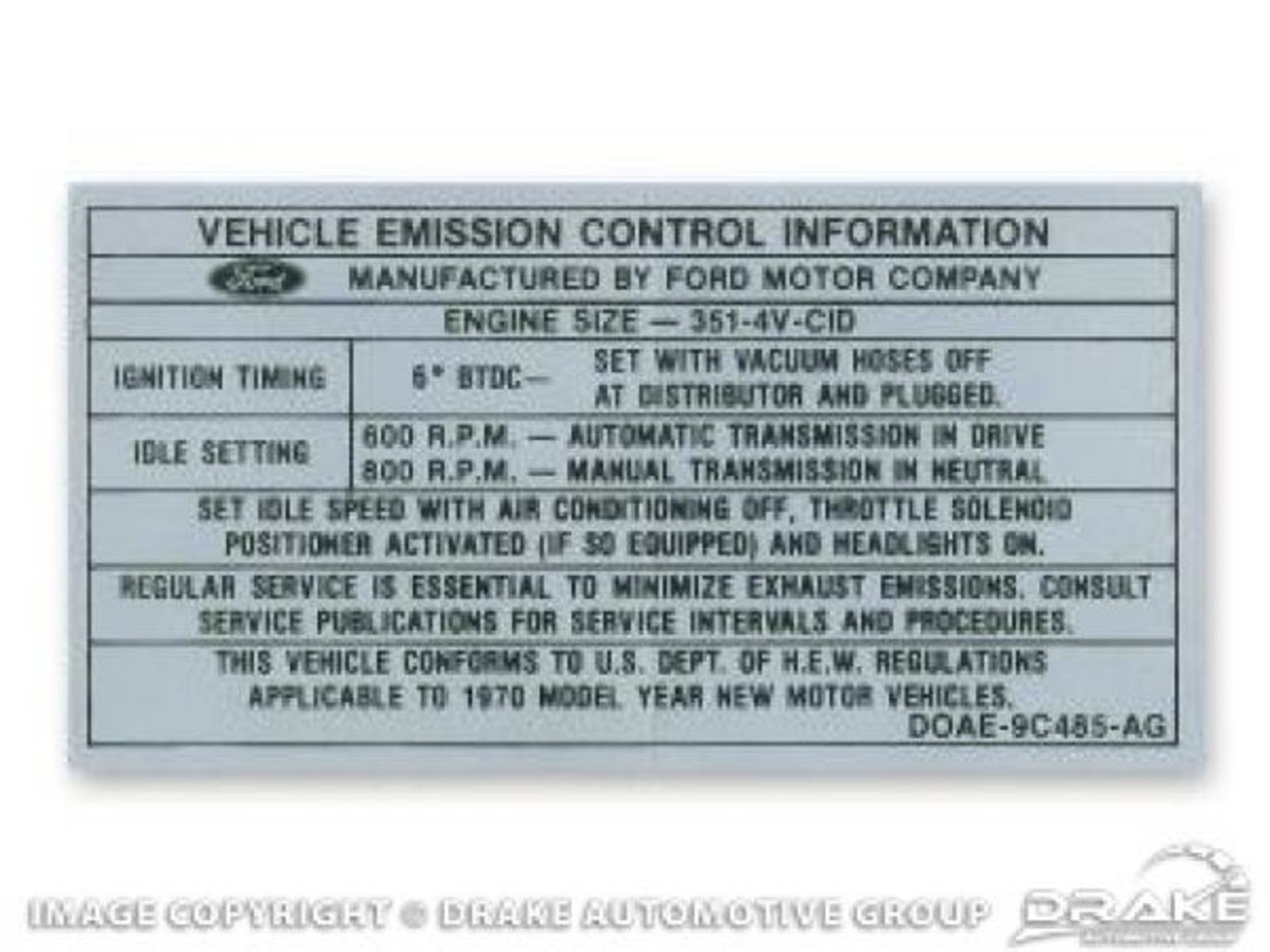 70 351-4V Auto/Manual Transmission Decal