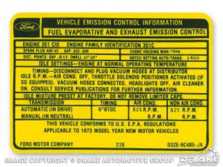 351C-2V Auto Trans Emission Decal