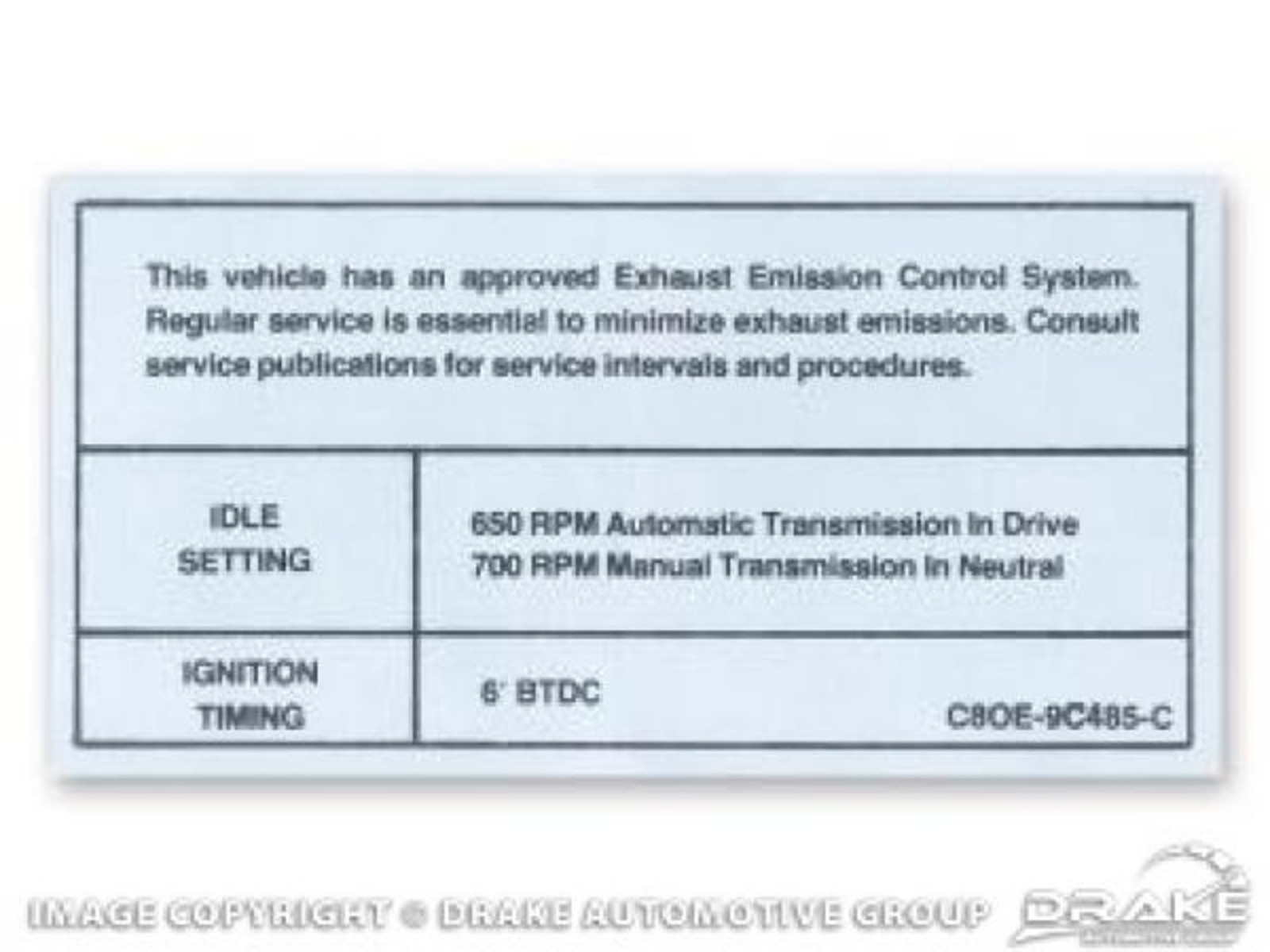390-428-4V Auto/Manual Trans Decal