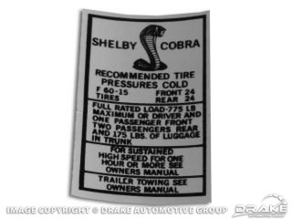 69-70 Shelby Tire Pressure Decal