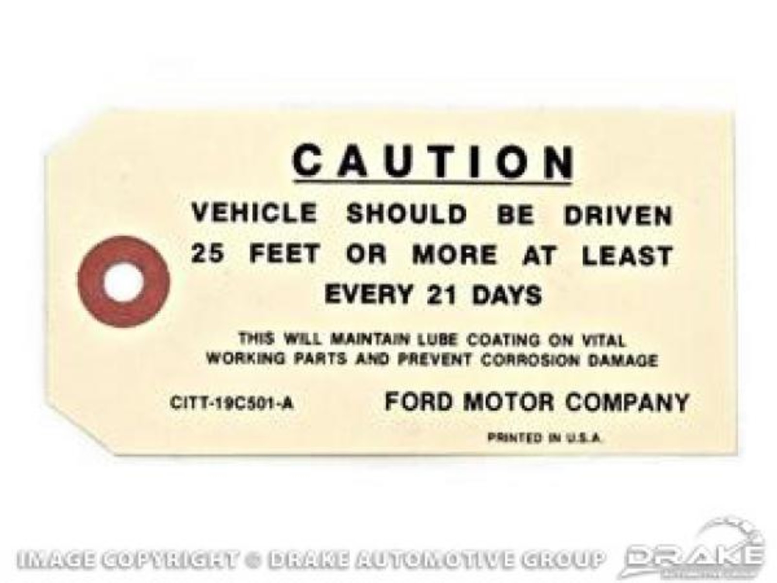 64-69 Caution Driven Instruction Tag