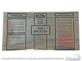 68 Space Saver Inflator Bottle Decal