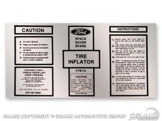 71-73 Space Saver Inflator Bottle Decal