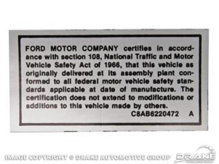 68-69 Saftey Act Decal