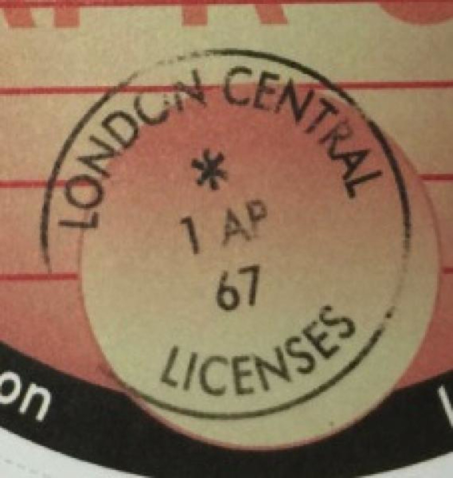 April 65 London stamp Tax Disc