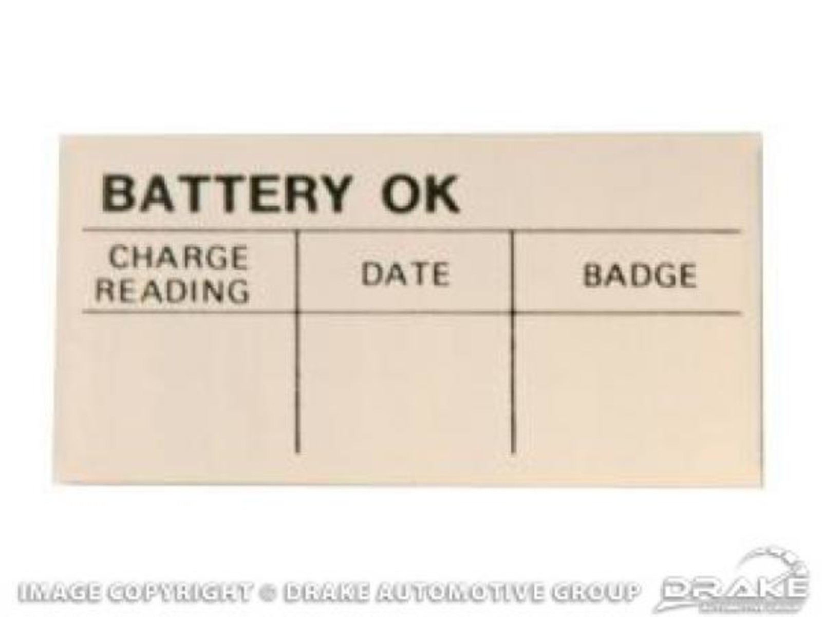 64-70 Battery Test O.K. Decal