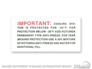 64-66 Cooling Warning Decal