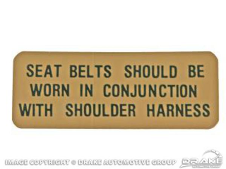 67-70 Shelby Sun Visor Seat Belt Decal
